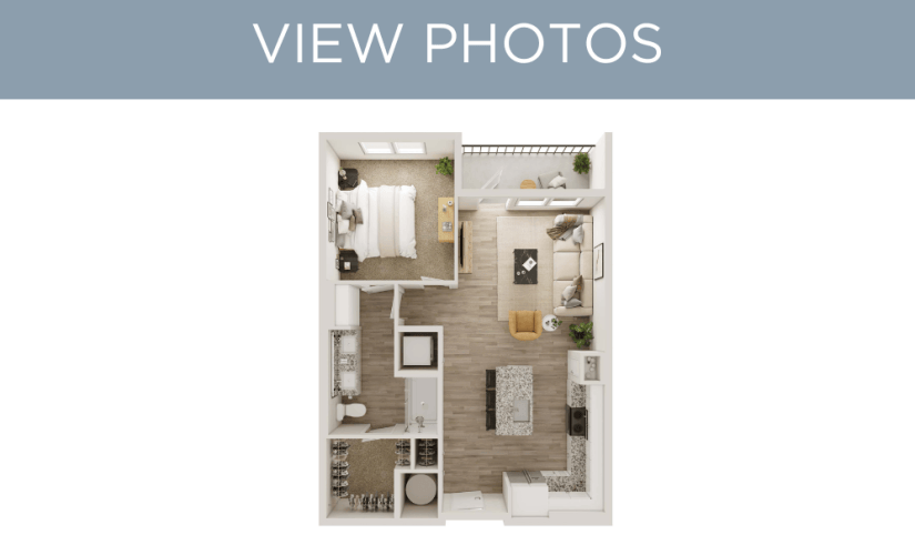 A3 - 1 bedroom floorplan layout with 1 bathroom and 782 square feet