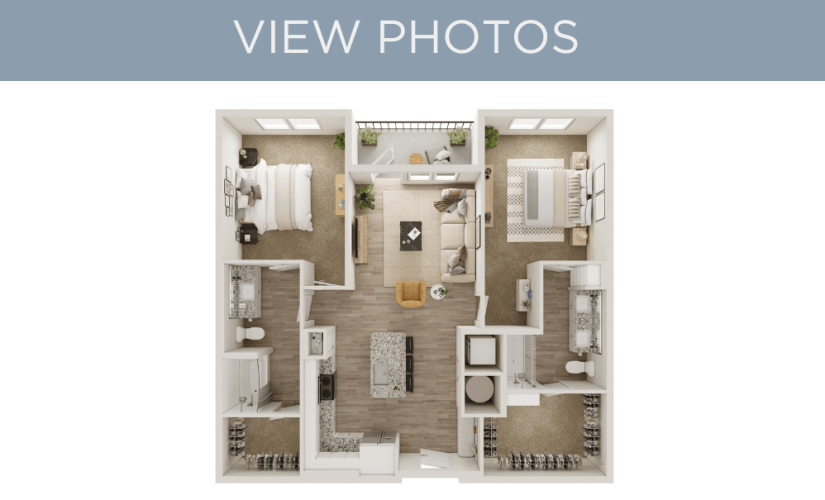 B1 - 2 bedroom floorplan layout with 2 bathrooms and 1162 square feet