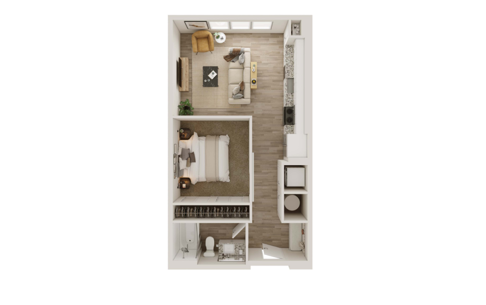 S1 - Studio floorplan layout with 1 bathroom and 643 square feet (Floorplan
)